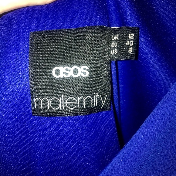 ASOS | Blue Maternity Pleated Midi Dress with Lace - Picture 6 of 8